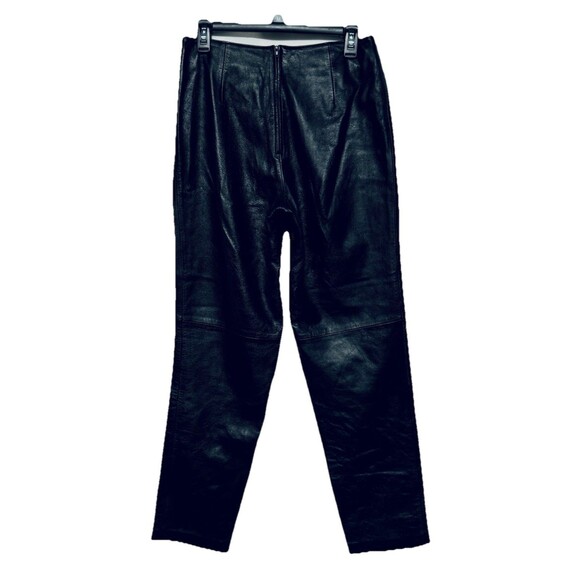 B & J Women's Size 4 Black Leather Pants No Pockets Sleek Style Back Zip - Picture 2 of 3